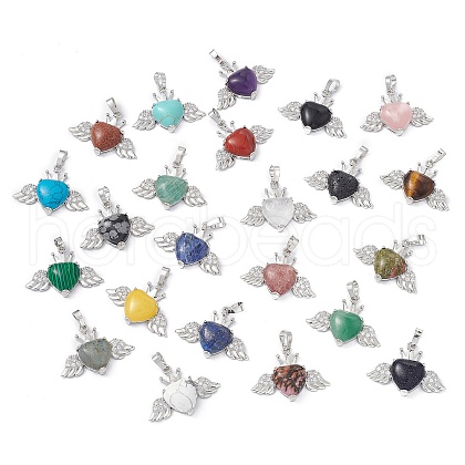 Natural & Synthetic Mixed Gemstone Pendants G-P492-02P-1