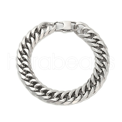 Non-Tarnish 304 Stainless Steel Cuban Link Chain Bracelets for Men BJEW-B093-03P-1
