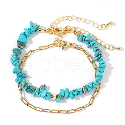 Synthetic Turquoise Beaded Bracelets Sets TW9532-1