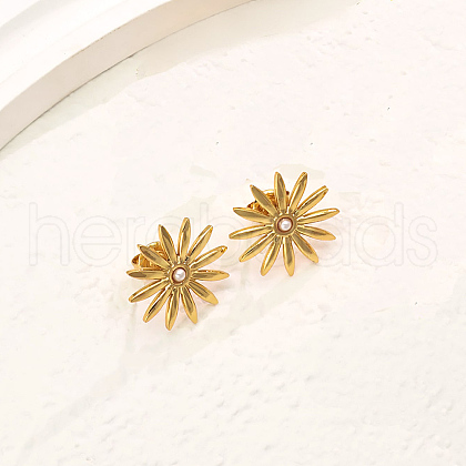 Elegant Stainless Steel Flower Stud Earrings AC1941-3-1
