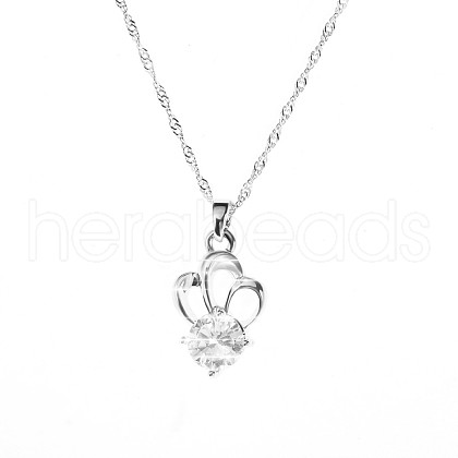 Zinc Alloy Pave Clear Cubic Zirconia Pendant Necklaces for Women FS-WGB158F-02-1