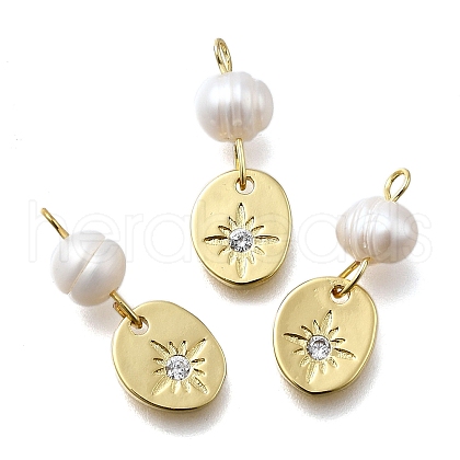 Brass Micro Pave Cubic Zirconia Pendants KK-B132-01G-02-1