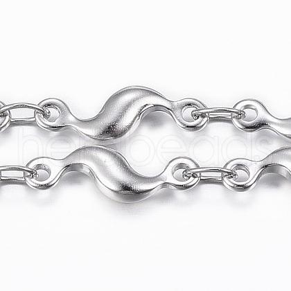 Tarnish Resistant 304 Stainless Steel Bar Link Chains CHS-H009-16P-1