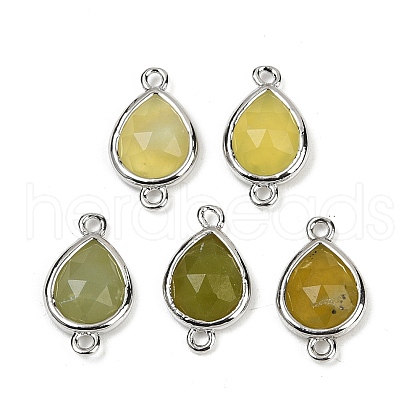 Natural Korean Jade Faceted Connector Charms G-L514-048G-06-1