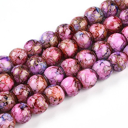 Baking Painted Glass Beads Strands DGLA-N003-8mm-B03-1