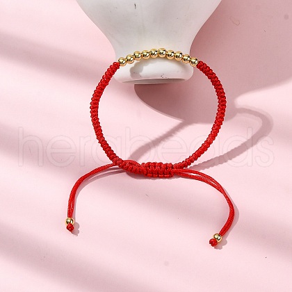 Polyester Cord Braided Bead Bracelets for Women BJEW-L698-04G-01-1