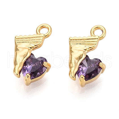 Brass Micro Pave Cubic Zirconia Charms KK-N263-96A-G-1