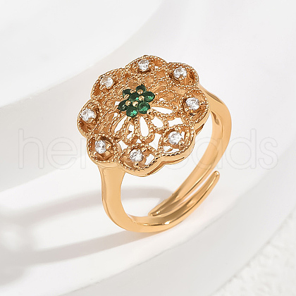Elegant Adjustable Brass Micro Pave Cubic Zirconia Finger Rings for Women DH1507-4-1