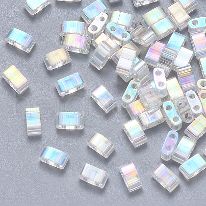 2-Hole Transparent Glass Seed Beads SEED-S031-M-250-1