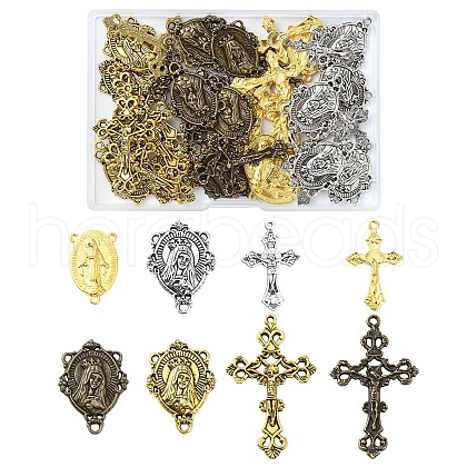 40Pcs 8 Styles Tibetan Style Alloy Pendants TIBEP-YW0001-88-1