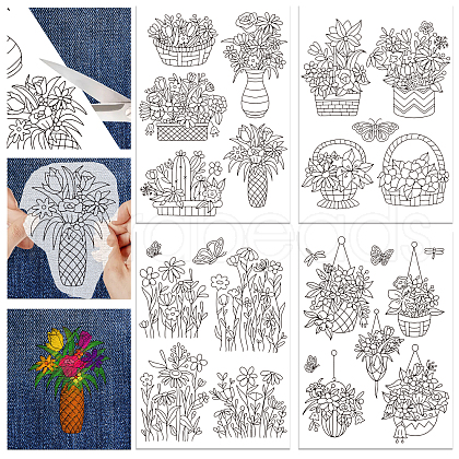 4 Sheets 11.6x8.2 Inch Stick and Stitch Embroidery Patterns DIY-WH0455-003-1