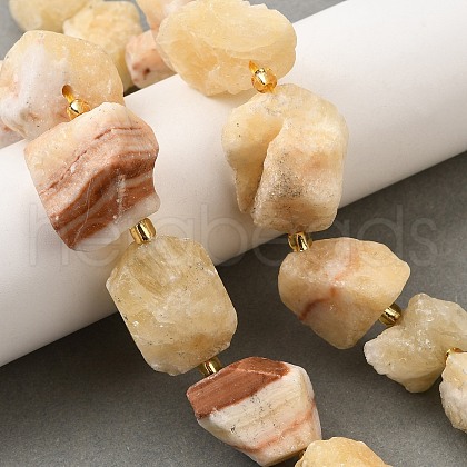 Raw Rough Natural Yellow Jade Beads Strands G-Z087-B22-1