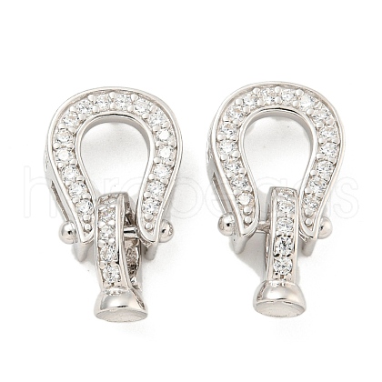 925 Sterling Silver Micro Pave Clear Cubic Zirconia Fold Over Clasps STER-U001-22P-1