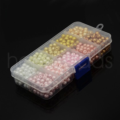1Box Mixed Style Round Glass Pearl Beads HY-X0001-B-1