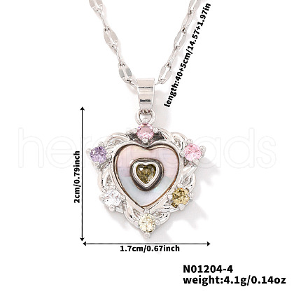 Brass Colorful Cubic Zirconia Heart-shaped Pendant Necklaces PR0180-1-1