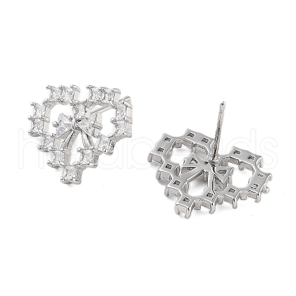 Rack Plating Heart Brass Stud Earrings EJEW-N055-33P-RS-1