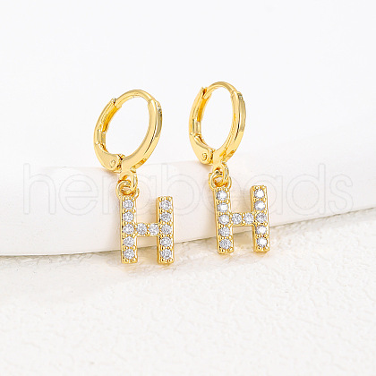 Brass Micro Pave Clear Cubic Zirconia Hoop Earrings FS-WGAF6E5-15-1