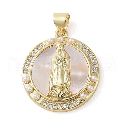Brass Micro Pave Clear Cubic Zirconia Pendants KK-Q813-16G-G-1