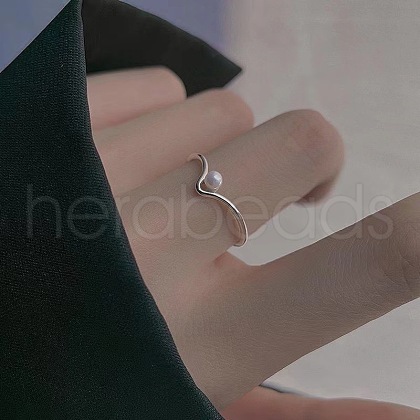 Brass & Imitation Pearl Adjustable Cuff Rings for Women FS-WGA12FF-01-1