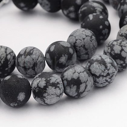 Natural Snowflake Obsidian Gemstone Beads G-J338-03-12mm-1