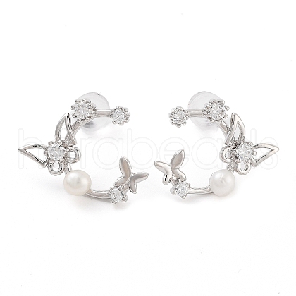 Butterfly Rhodium Plated 925 Sterling Silver Studs Earrings STER-Z009-03P-1