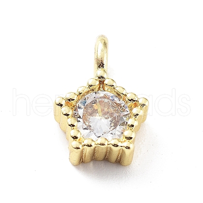 Rack Plating Brass Micro Pave Cubic Zirconia Pendants KK-P247-12G-1