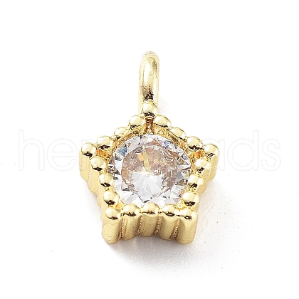 Rack Plating Brass Micro Pave Cubic Zirconia Pendants KK-P247-12G-1