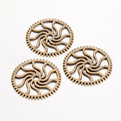 Steampunk Theme Tibetan Style Alloy Gear Cog Pendants TIBEB-19598-AB-NR-1