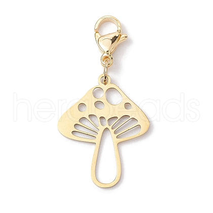 Hollow Mushroom 201 Stainless Steel Pendant Decoration HJEW-JM01978-01-1