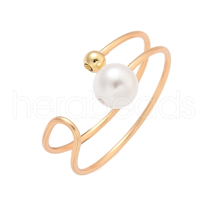 Round Shell Pearl Finger Rings RJEW-TA00160-1