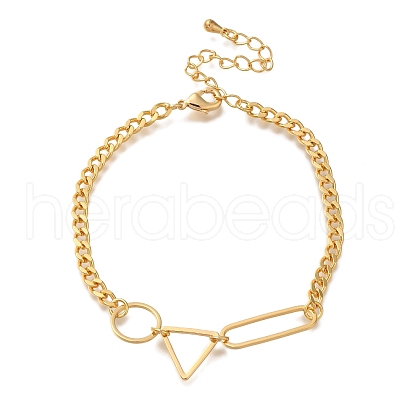 Geometry  Brass Charm Bracelets for Women BJEW-L696-102G-1