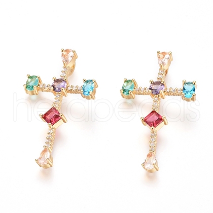 Brass Micro Pave Cubic Zirconia Pendants ZIRC-G152-47G-1