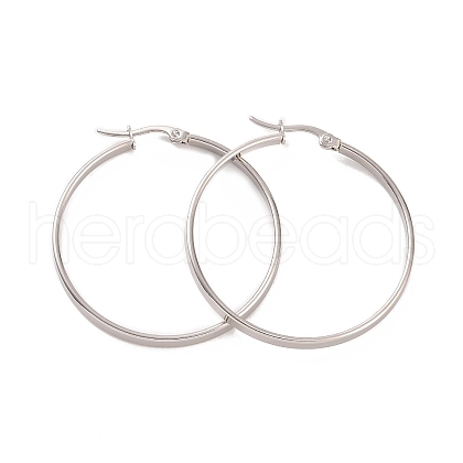 Tarnish Resistant 201 Stainless Steel Big Hoop Earrings with 304 Stainless Steel Pins for Women EJEW-E146-07P-B-1