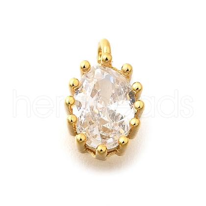 Brass Micro Pave Cubic Zirconia Charms KK-B131-12G-1