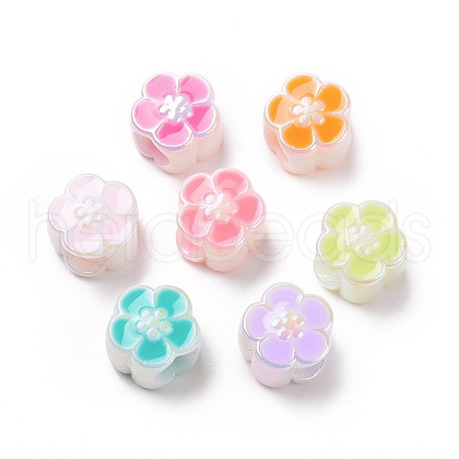 UV Plating Rainbow Iridescent Acrylic European Beads X-SACR-E009-40-1