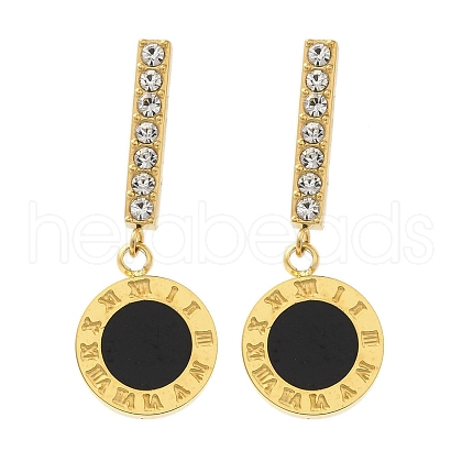 Ion Plating(IP) Stainless Steel Inlay Rhinestone & Enamel Stud Earrings for Women EJEW-M024-04G-1