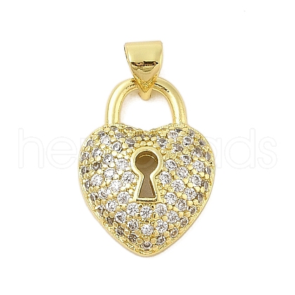 Heart Rack Plating Brass Micro Pave Cubic Zirconia Pendants KK-Z074-53G-1
