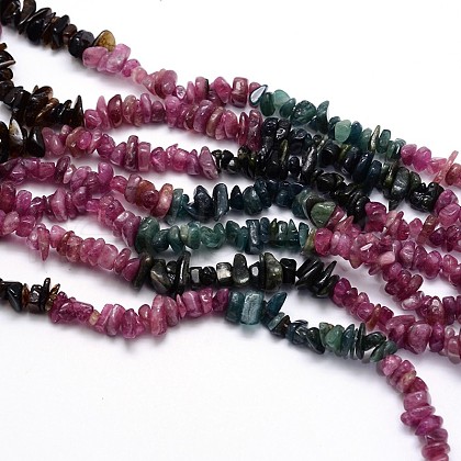 Natural Tourmaline Chips Beads Strands G-O049-09-1