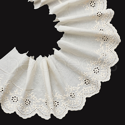 MAYJOYDIY US 5 Yards Cotton Embroidery Hollow Flower Lace Trim SRIB-MA0001-02-1