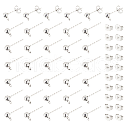 Unicraftale 304 Stainless Steel Ball Post Stud Earring Findings STAS-UN0001-76P-1