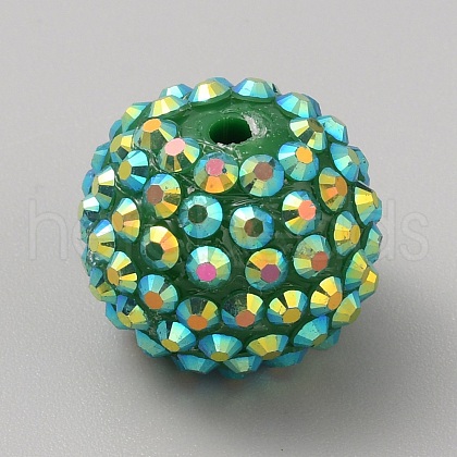 Chunky Resin Rhinestone Bubblegum Ball Beads RESI-CJC0025-02F-1