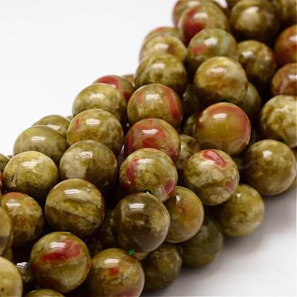 Round Natural Dragon Blood Jasper Beads Strands G-K072-8mm-1