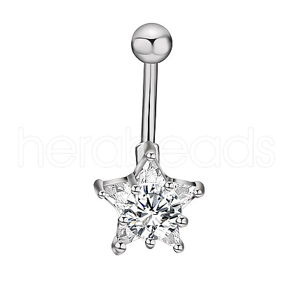 Clear Cubic Zirconia Belly Button Rings WG9960A-15-1