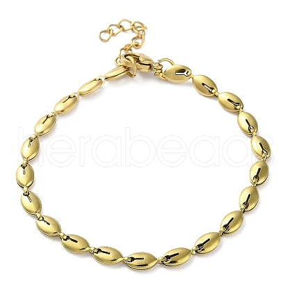 304 Stainless Steel Coffee Bean Link Chain Bracelets for Women BJEW-G712-02G-1