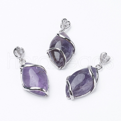 Natural Amethyst Pendants X-G-E423-05P-1