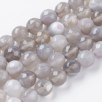 Natural Striped Agate/Banded Agate Beads Strands G-G581-8mm-09-1