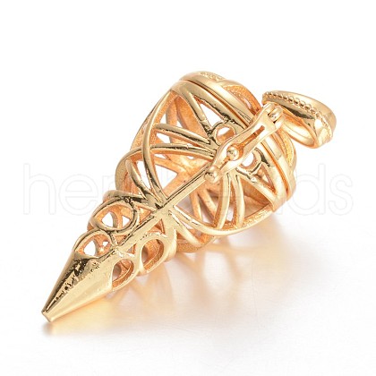 Hollow Brass Cone Cage Pendants KK-E671-27G-1