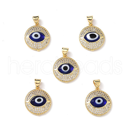 Real 18K Gold Plated Brass Clear Cubic Zirconia Pendants ZIRC-L102-12G-05-1
