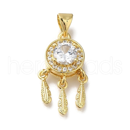Rack Plating Brass Micro Pave Cubic Zirconia Pendants KK-G500-28G-05-1