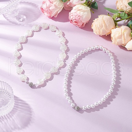 ABS Plastic Imitation Pearl & Alloy Magnetic Clasps Curtain Tiebacks HJEW-JM03410-1